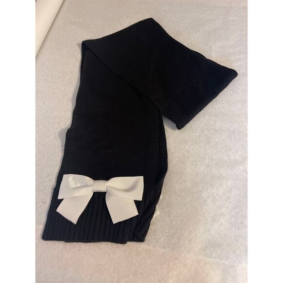 Kate Spade New York Black White Bow 76 x 9 Designer Winter Knit Women's Scarf - Picture 2 of 5